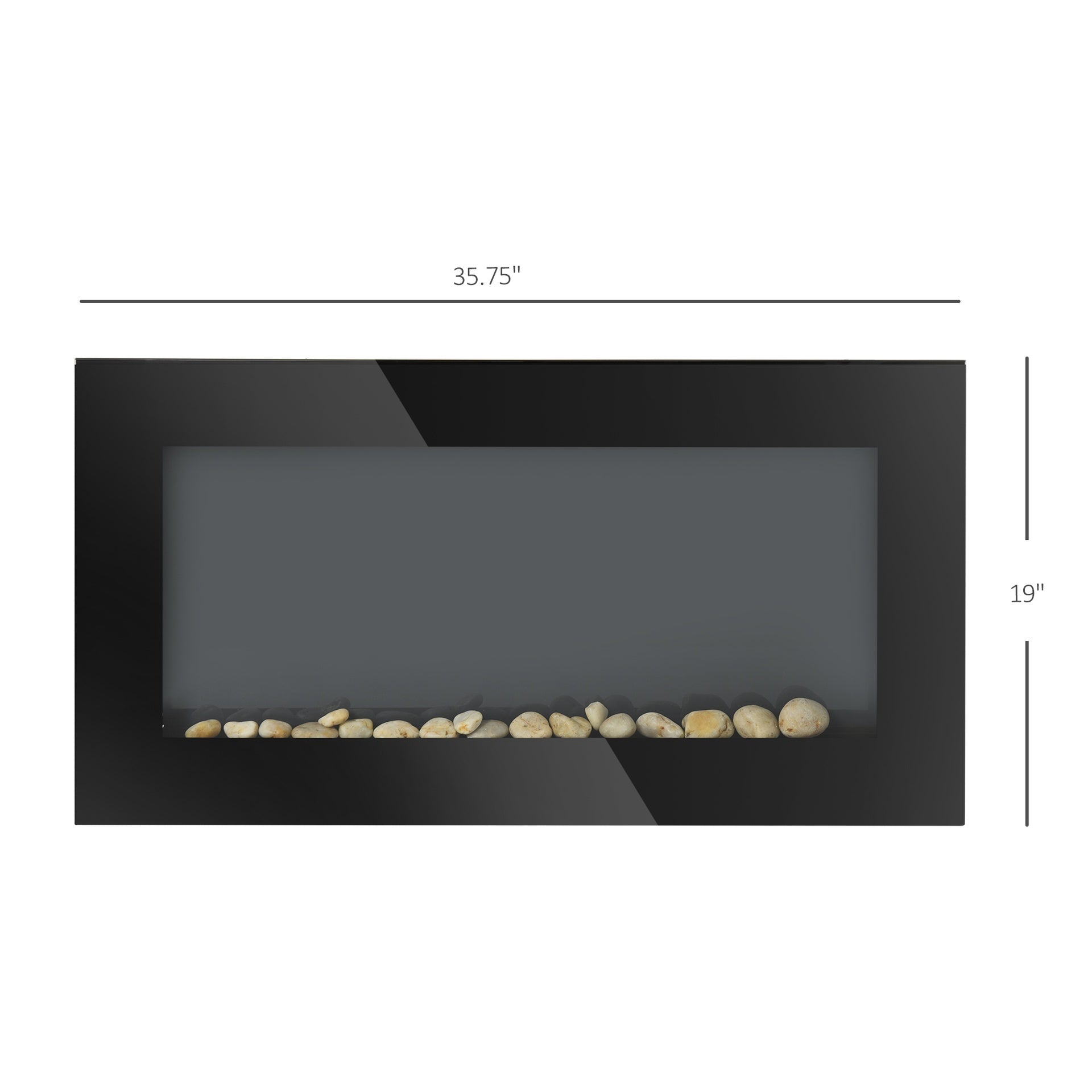HOMCOM 36" 1450W Electric Wall-Mounted Fireplace with Flame Effect, 7 Color Background Light and Side Light, Black