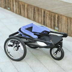 PawHut 3 Wheels Dog Stroller w/ One-Hand Fold, Rubber Wheels, Storage Bag, Soft Cushion, for Small & Medium Dogs, Blue