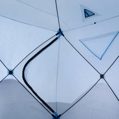 Outsunny 4 Person Ice Fishing Shelter, Pop-Up Ice Shanty Tent, Insulated Portable Tent with 2 Doors & Carrying Bag, Light Blue