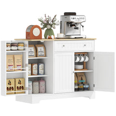 HOMCOM Modern Sideboard Cabinet, 41" Kitchen Buffet Cabinet with Drawer, Adjustable Shelf, 3 Doors for Dining Room, White