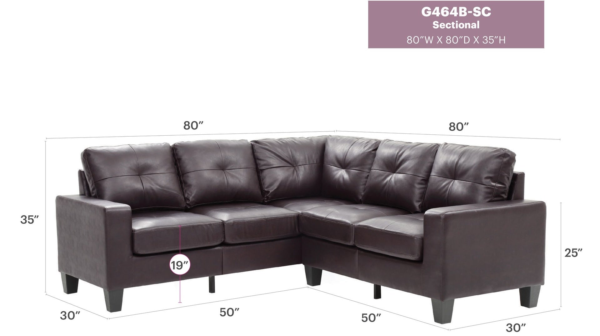 Newbury G464B-SC Sectional , DARK BROWN