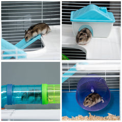 PawHut 23" 5-Tier Hamster Cage with Wheel and Water Bottle, Blue