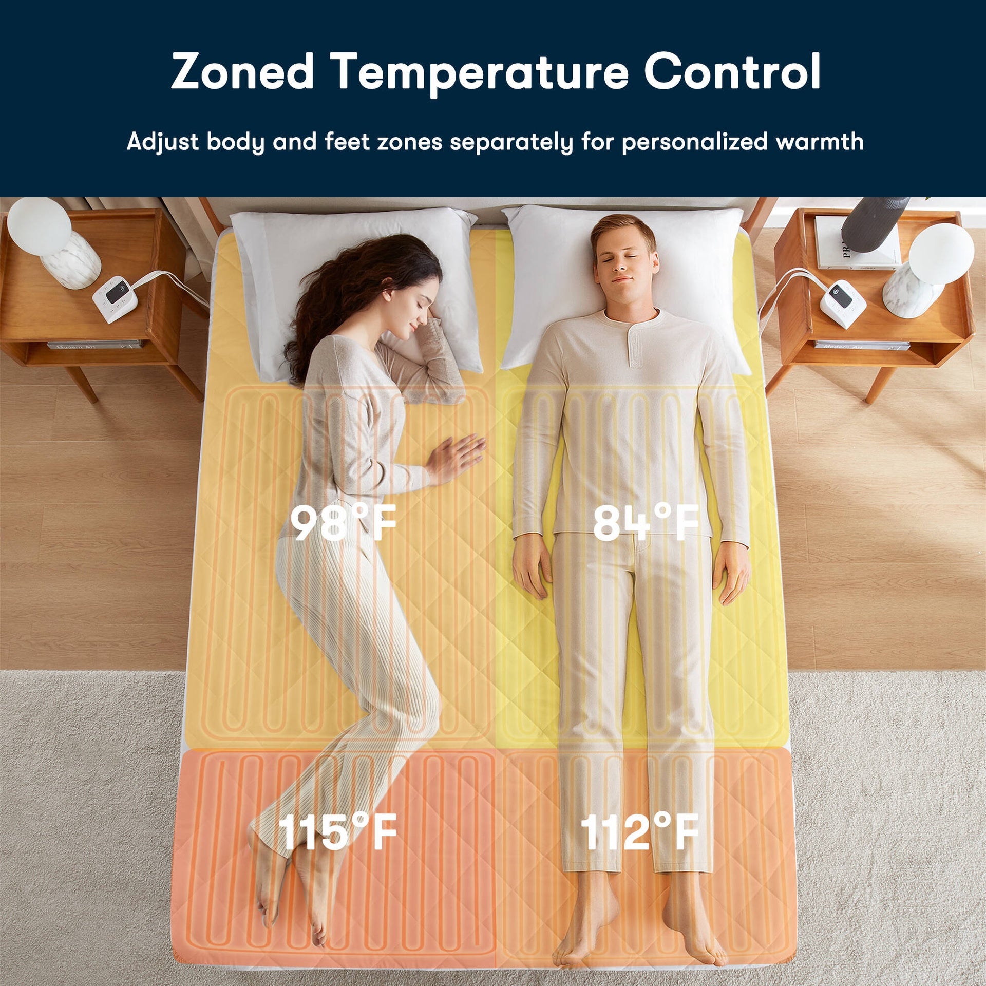 1-Piece King Heated Mattress Pad,White