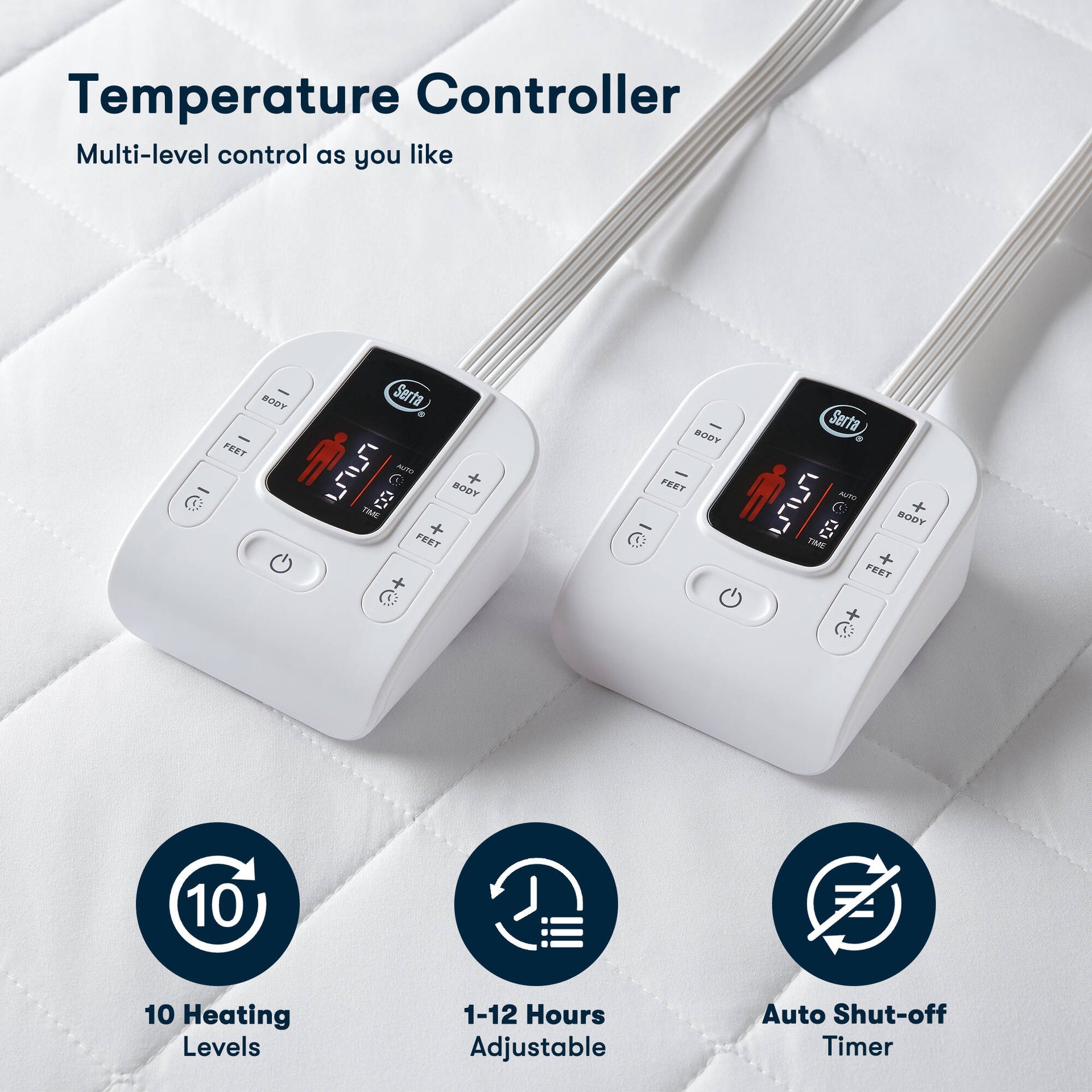 1-Piece King Heated Mattress Pad,White