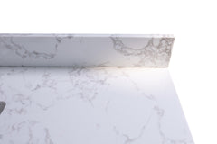 Montary 49x22inch  bathroom stone vanity top  engineered stone carrara white marble color with rectangle undermount ceramic sink and 3 faucet hole with back splash .