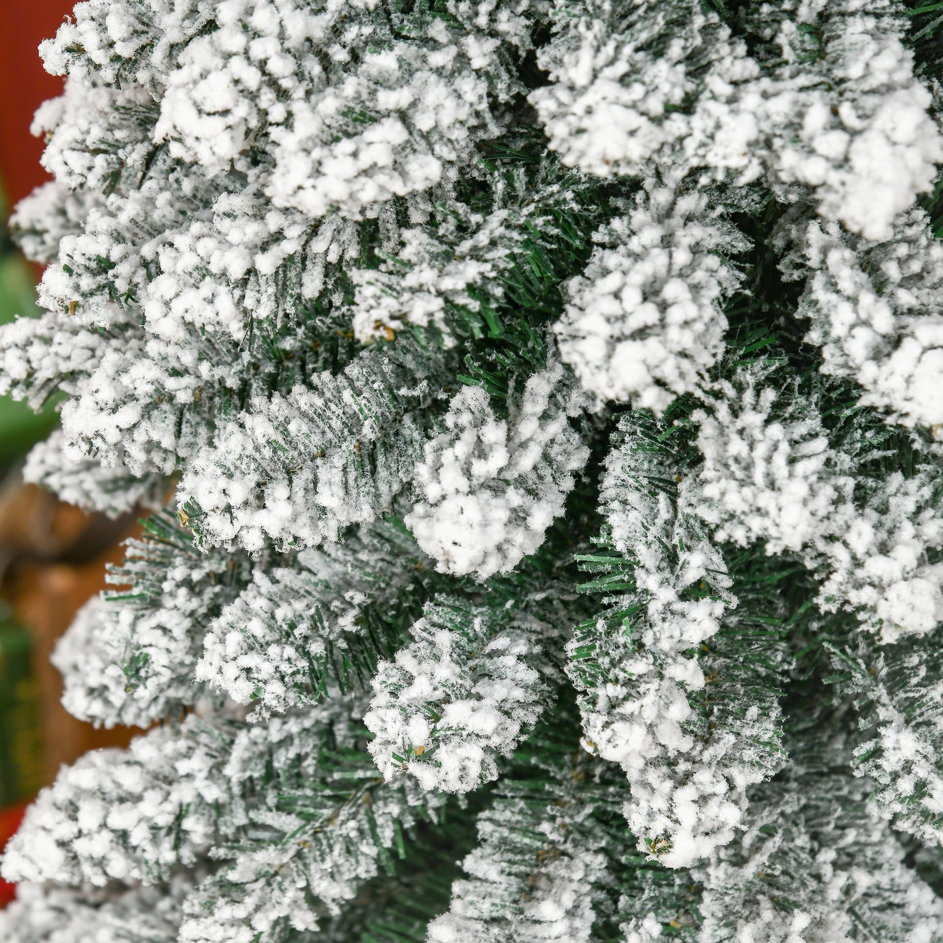 HOMCOM 7' Tall Unlit Slim Pencil Xmas Tree, Snow-Flocked Artificial Christmas Tree with Realistic Branches and 603 Tips, Green