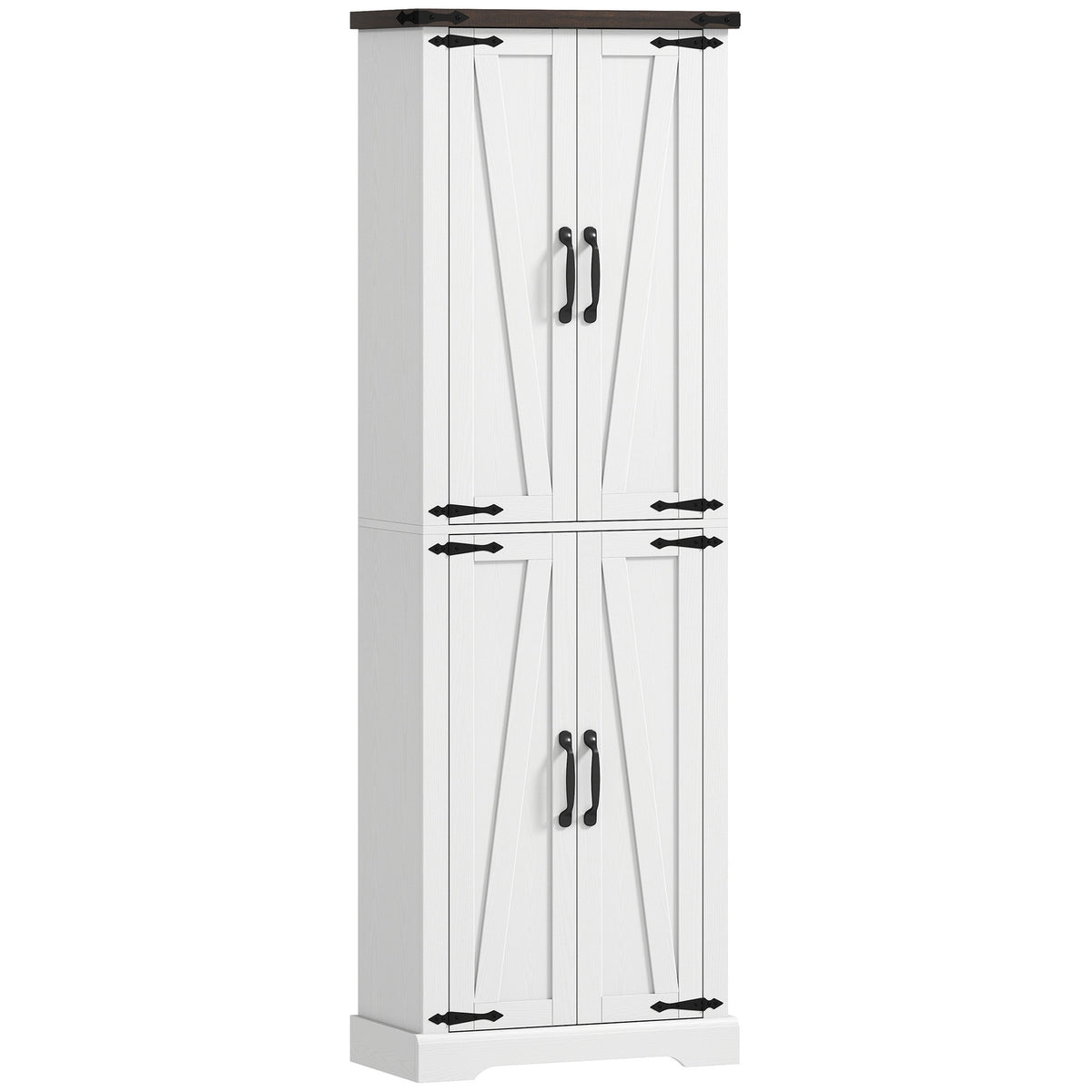 HOMCOM 72" Tall Pantry Cabinet, Farmhouse Freestanding Kitchen Storage Cabinet with Adjustable Shelves for Dining Room, White