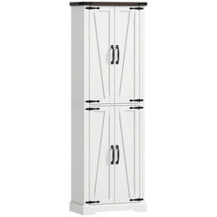 HOMCOM 72" Tall Pantry Cabinet, Farmhouse Freestanding Kitchen Storage Cabinet with Adjustable Shelves for Dining Room, White