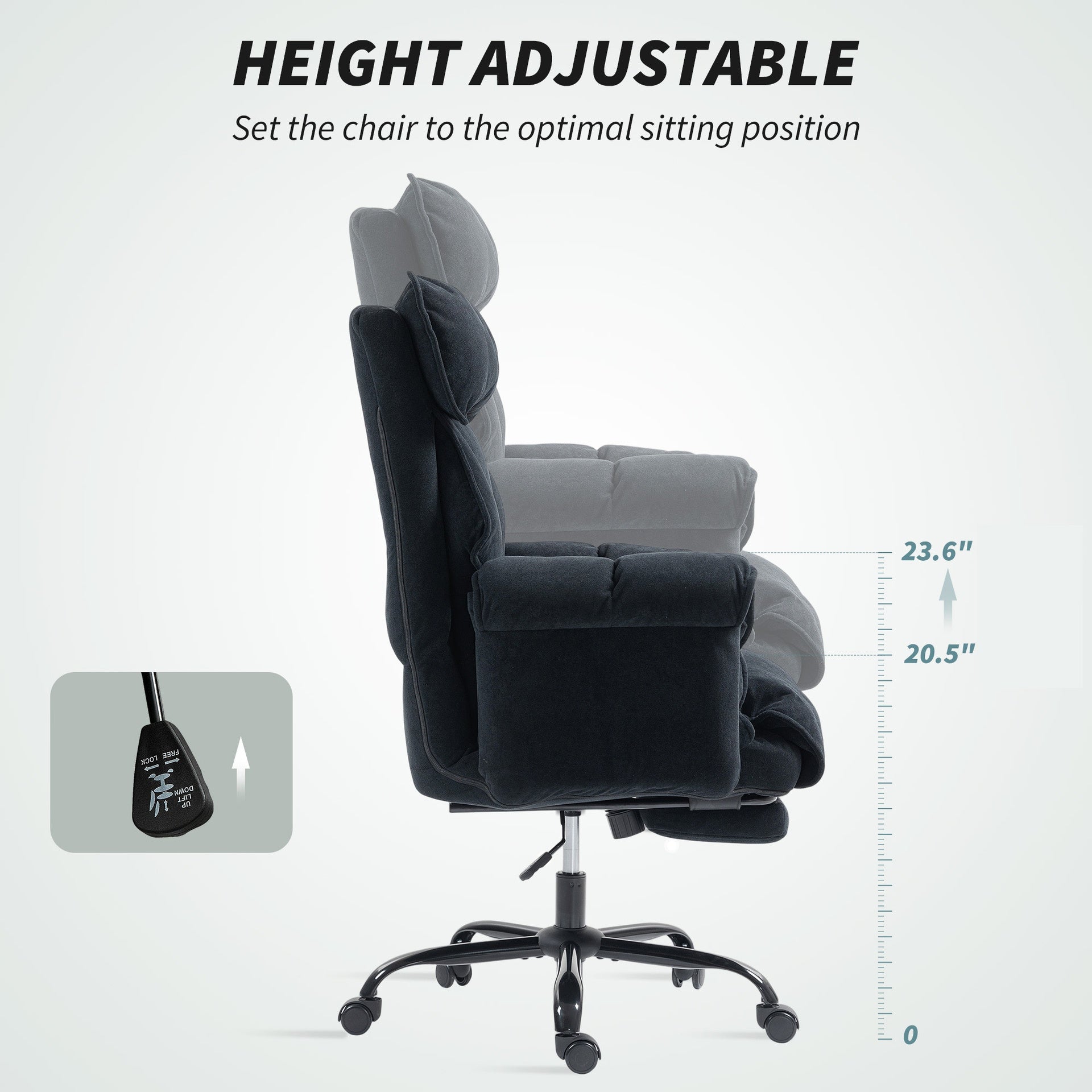 HOMCOM Executive Office Chair, Reclining Computer Chair with Footrest, High Back, Headrest, Adjustable Height, Black