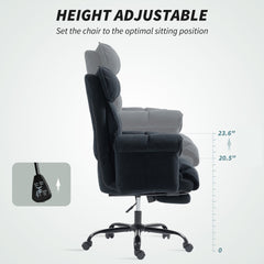 HOMCOM Executive Office Chair, Reclining Computer Chair with Footrest, High Back, Headrest, Adjustable Height, Black