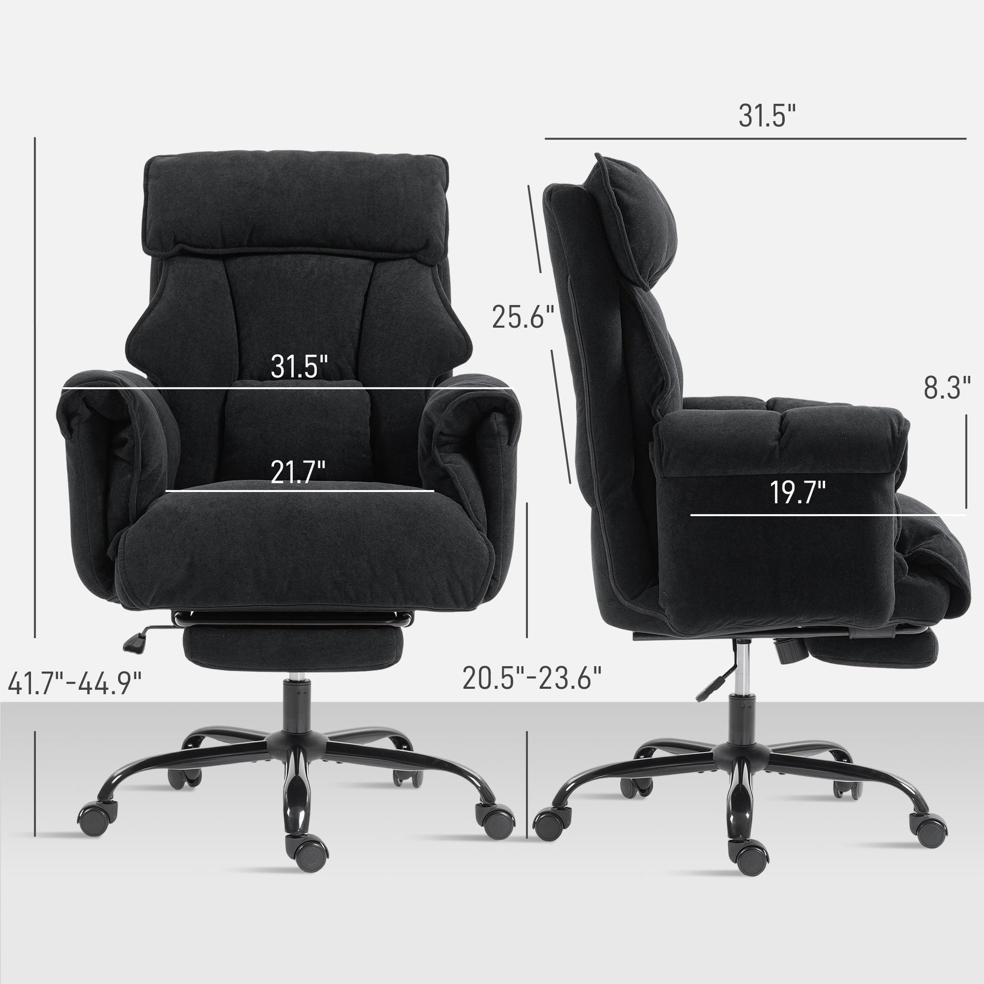 HOMCOM Executive Office Chair, Reclining Computer Chair with Footrest, High Back, Headrest, Adjustable Height, Black