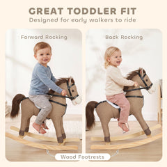 Qaba Rocking Horse, Back and Forth Rocking, Ride on Horse Toy with Sound Effects, for 12-36 Months Toddlers, Dark Brown
