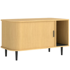 PawHut Cat Litter Box Enclosure with Sliding Door, Litter Mat, Modern Cat House, TV Stand, Side End Table for Living Room