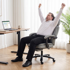 HOMCOM Massage Office Chair with Heat, 400lbs Heavy Duty Desk Chair with Adjustable Headrest, Reclining, Footrest, Light Gray