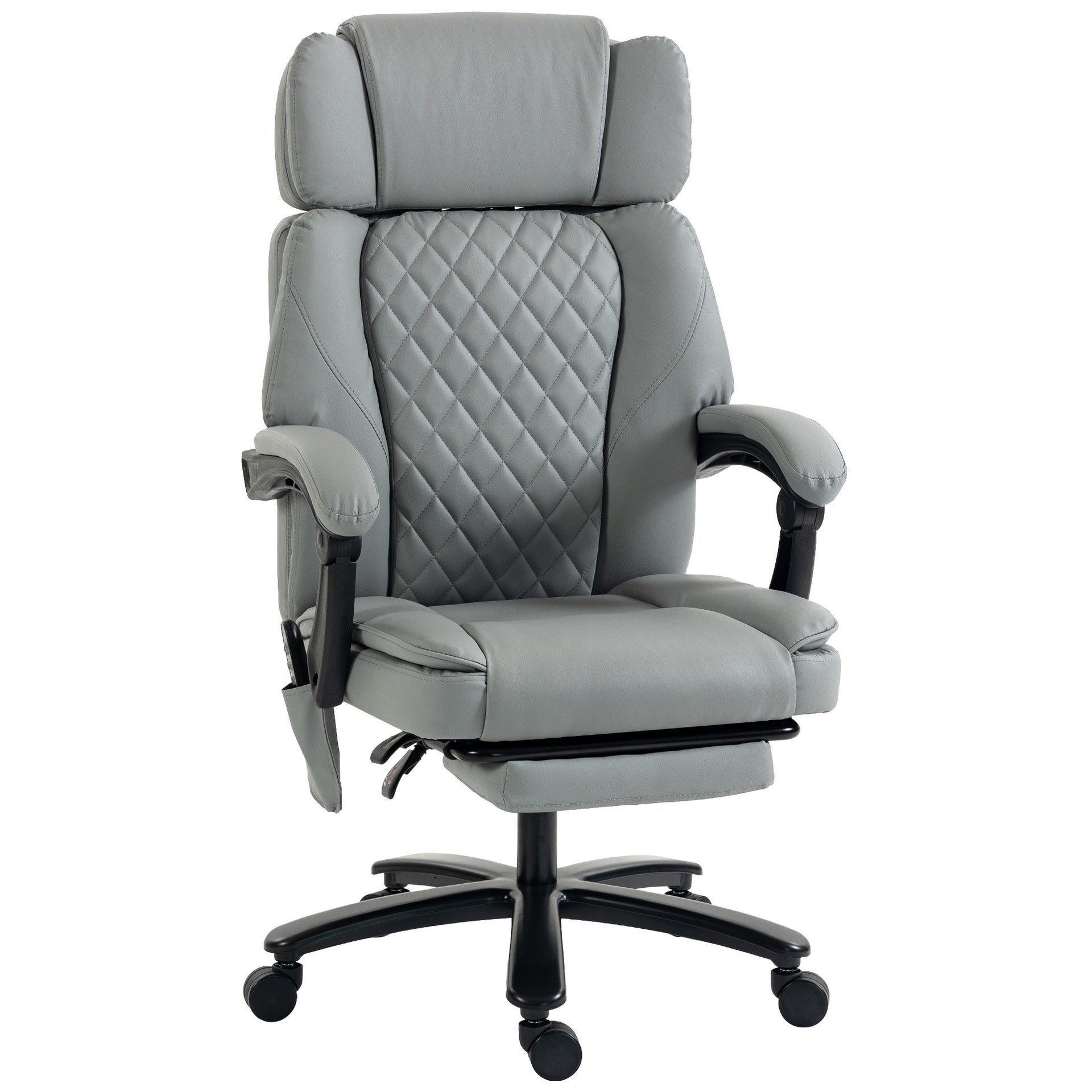 HOMCOM Massage Office Chair with Heat, 400lbs Heavy Duty Desk Chair with Adjustable Headrest, Reclining, Footrest, Light Gray