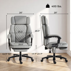 HOMCOM Massage Office Chair with Heat, 400lbs Heavy Duty Desk Chair with Adjustable Headrest, Reclining, Footrest, Light Gray
