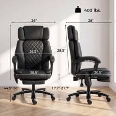 HOMCOM Massage Office Chair with Heat, 400lbs Heavy Duty Desk Chair with Adjustable Headrest, Reclining, Footrest, Black