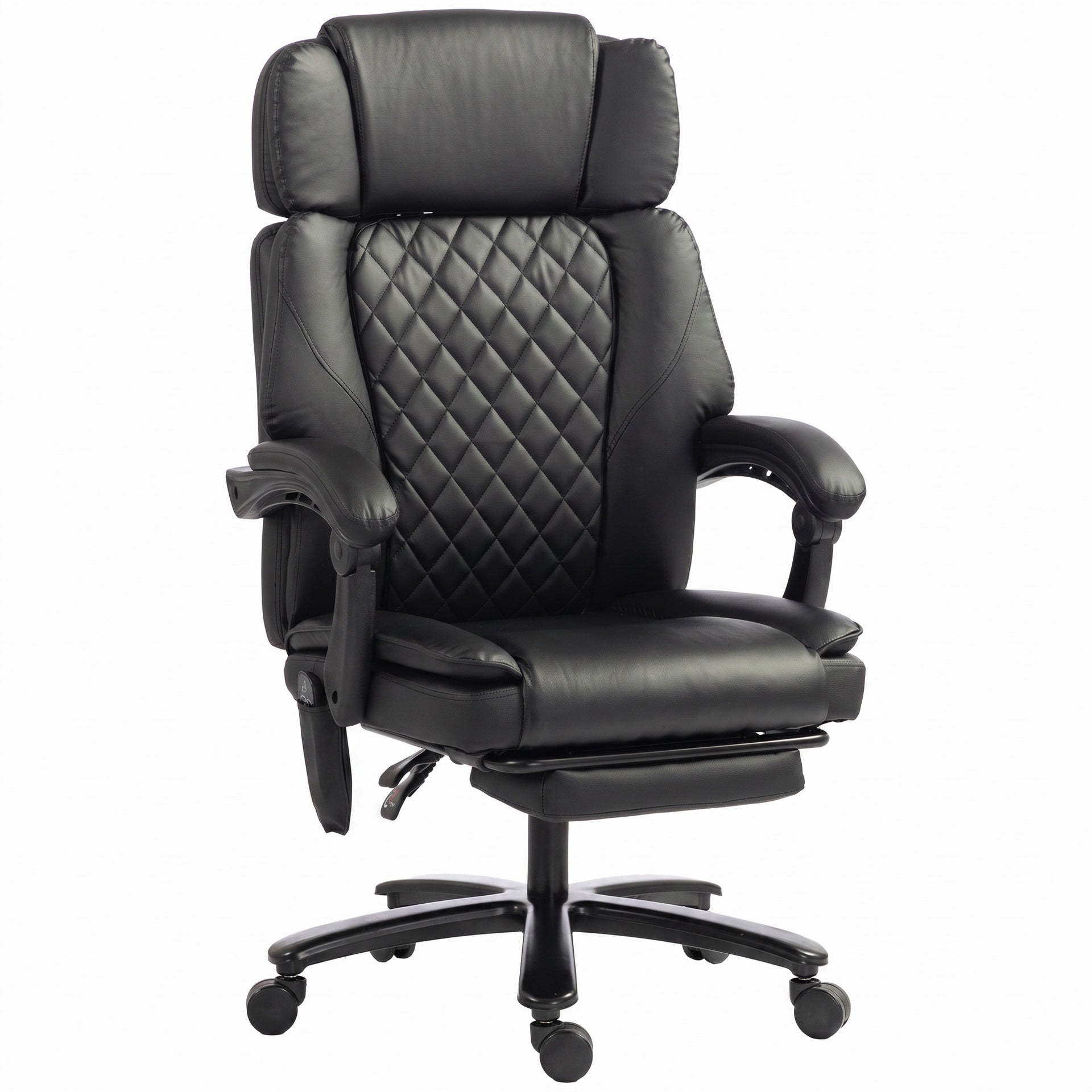 HOMCOM Massage Office Chair with Heat, 400lbs Heavy Duty Desk Chair with Adjustable Headrest, Reclining, Footrest, Black