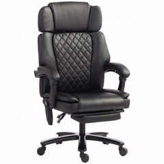 HOMCOM Massage Office Chair with Heat, 400lbs Heavy Duty Desk Chair with Adjustable Headrest, Reclining, Footrest, Black