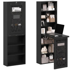 HOMCOM Foldable Convertible Writing Table with Storage Shelves, Bag, Wall-Mounted Space-Saving Computer Desk, Black