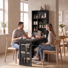 HOMCOM Foldable Convertible Writing Table with Storage Shelves, Bag, Wall-Mounted Space-Saving Computer Desk, Black