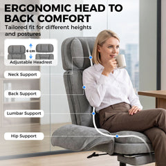 HOMCOM Criss Cross Office Chair with Flip Armrests, Adjustable Headrest, Swivel Tilt Reclining Desk Chair with Wheels, Gray