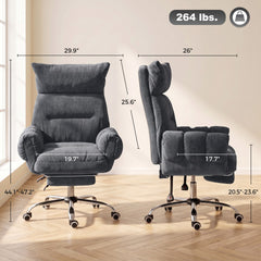 HOMCOM Criss Cross Office Chair with Flip-Up Armrests, Wide Seat, Reclining Cross Legged Desk Chair with Footrest, Dark Gray
