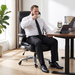 HOMCOM Ergonomic Office Chair with Inflatable Lumbar Support, 600 lbs, Heavy Duty Desk Chair, BIFMA, Headrest, Flip-Up Arms