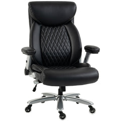 HOMCOM Ergonomic Office Chair with Inflatable Lumbar Support, 600 lbs, Heavy Duty Desk Chair, BIFMA, Headrest, Flip-Up Arms