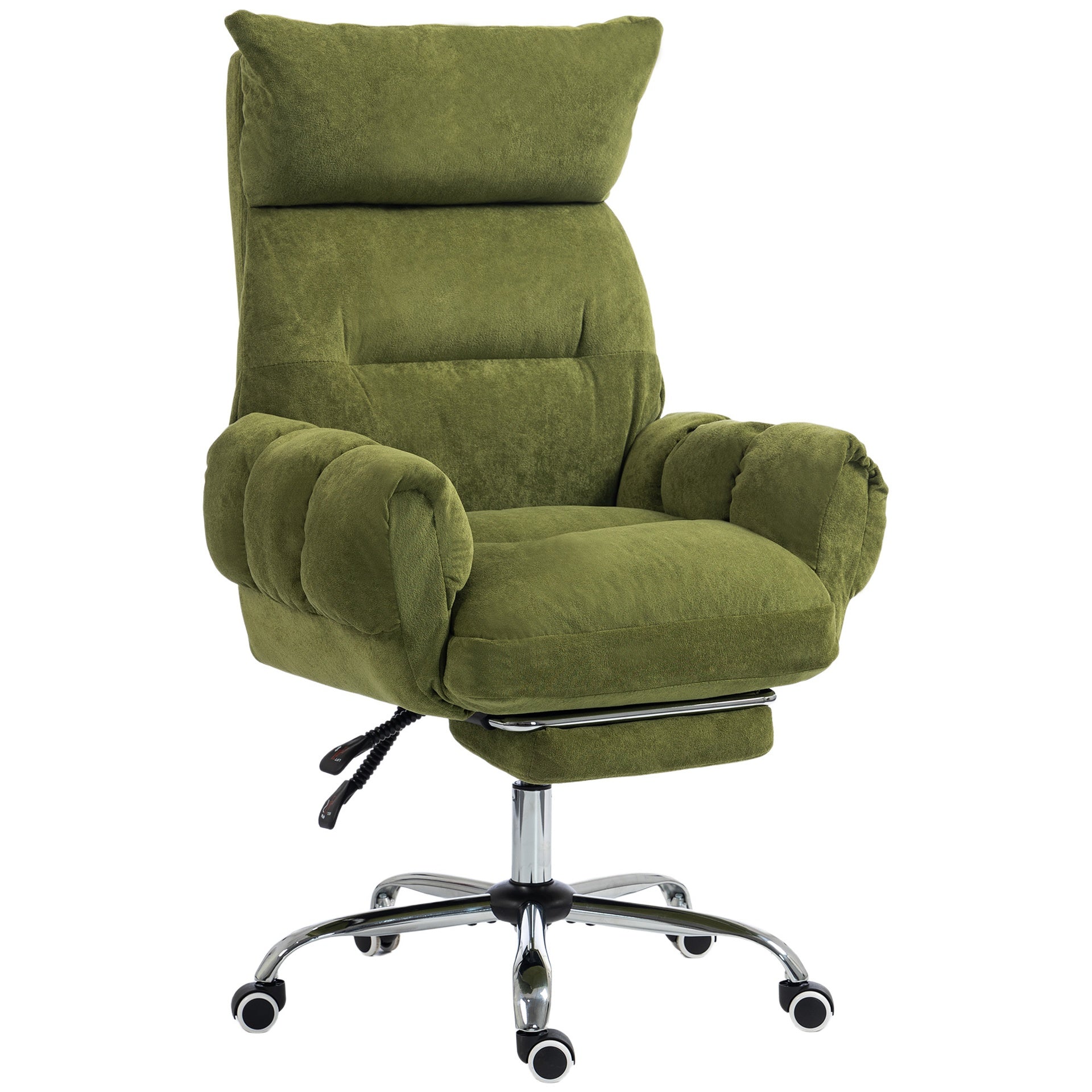 HOMCOM Criss Cross Office Chair with Flip-Up Armrests, Wide Seat, Reclining Cross Legged Desk Chair with Footrest, Green