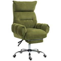 HOMCOM Criss Cross Office Chair with Flip-Up Armrests, Wide Seat, Reclining Cross Legged Desk Chair with Footrest, Green