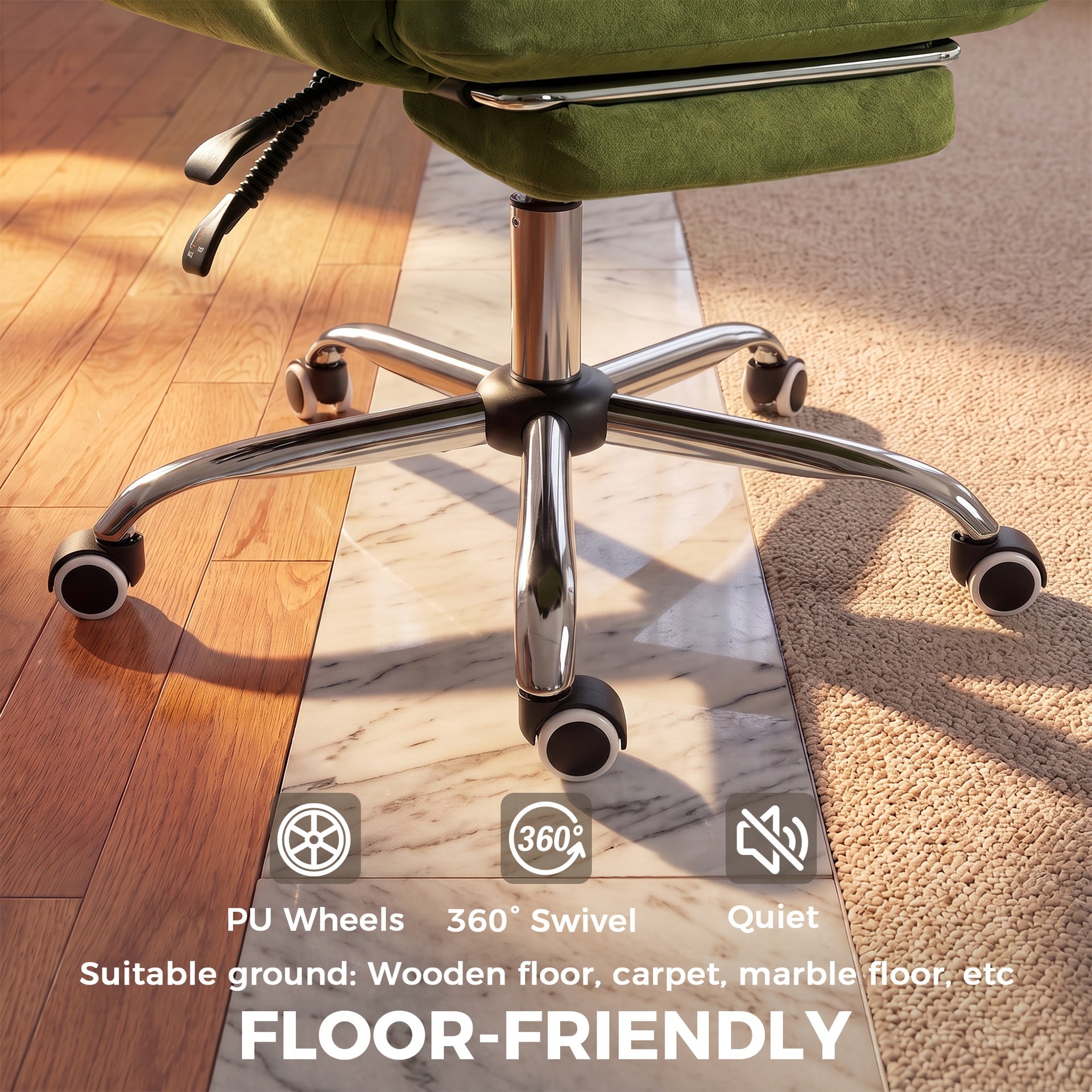 HOMCOM Criss Cross Office Chair with Flip-Up Armrests, Wide Seat, Reclining Cross Legged Desk Chair with Footrest, Green