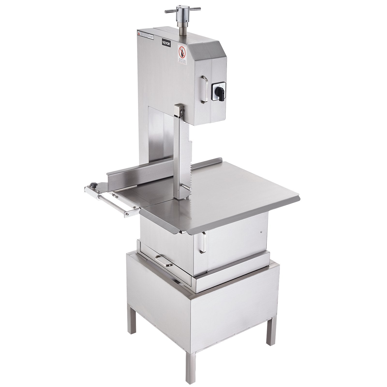 Commercial Electric Meat Bandsaw, 2200W Stainless Steel Vertical Bone Sawing Machine, Workbeach 24.4" x 20.5", 0.16-8.7 Inch Cutting Thickness, Frozen Meat Cutter with 6 Blades for Rib Pork Beef