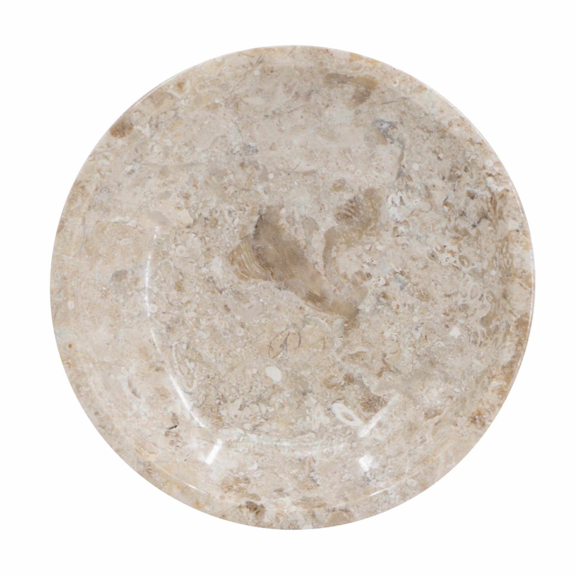 6x6x1.5" Round Marble Decorative Bowl, Cream