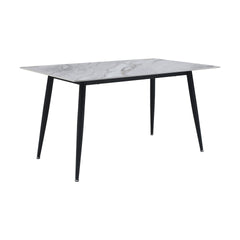 Stylish Sintered Stone Top Dining Table 1pc Black Metal Legs Modern Dining Furniture Contemporary Look