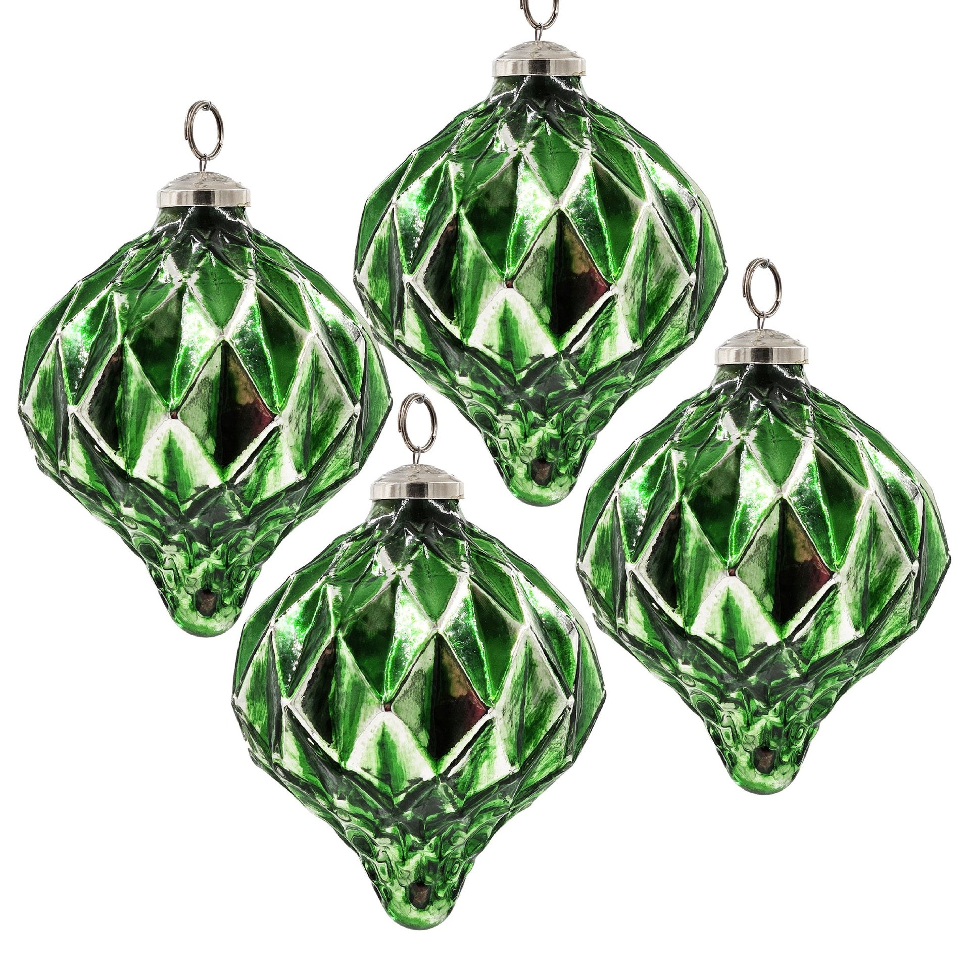 4.2x4.2x5.1" Christmas Ball Ornaments, Glass Decorative Hanging Ball Christmas Tree Ornaments for Holiday Party Decorations, Set of 4