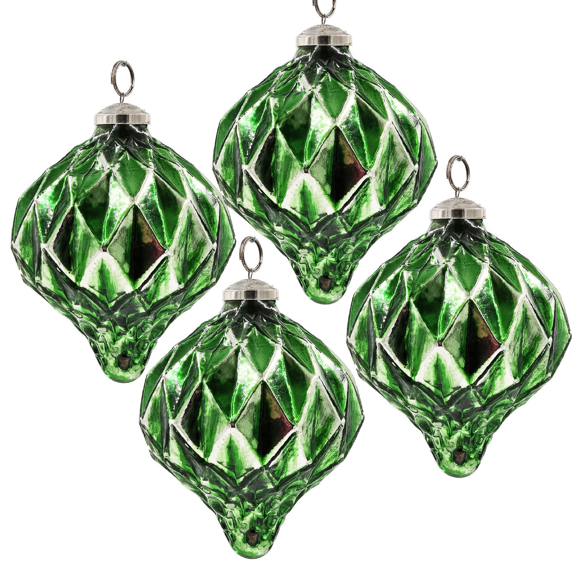 4.2x4.2x5.1" Christmas Ball Ornaments, Glass Decorative Hanging Ball Christmas Tree Ornaments for Holiday Party Decorations, Set of 4
