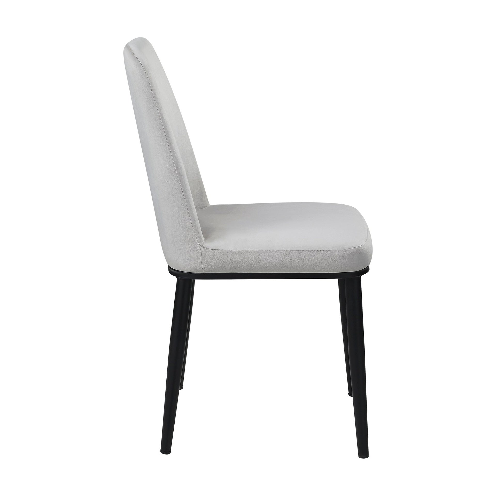 Beige Velvet Side Chair Set of 2pcs Black Metal Legs Upholstery Contemporary Dining Furniture