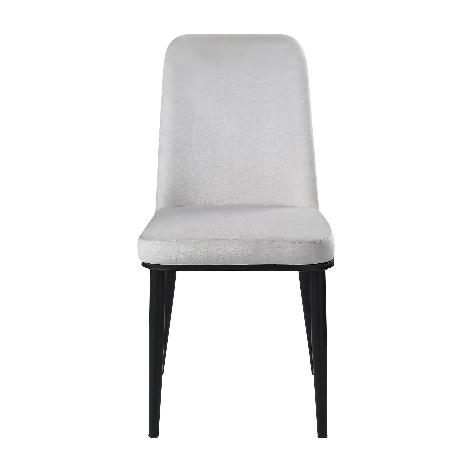 Beige Velvet Side Chair Set of 2pcs Black Metal Legs Upholstery Contemporary Dining Furniture