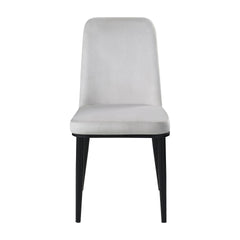 Beige Velvet Side Chair Set of 2pcs Black Metal Legs Upholstery Contemporary Dining Furniture