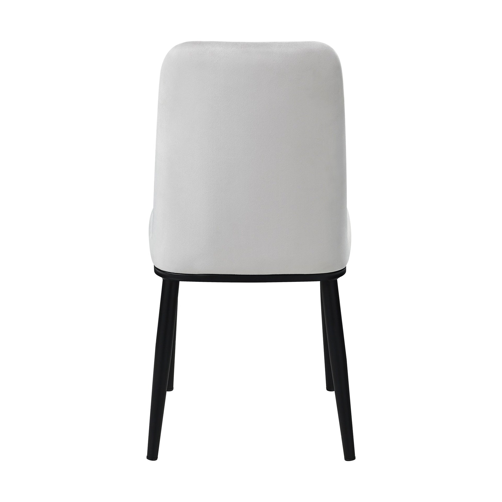 Beige Velvet Side Chair Set of 2pcs Black Metal Legs Upholstery Contemporary Dining Furniture