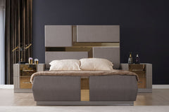 Lorenzo Gold Detailed 2-Drawer Nightstand made with Wood in Gray same as G150109238 (NJ Warehouse inventory)