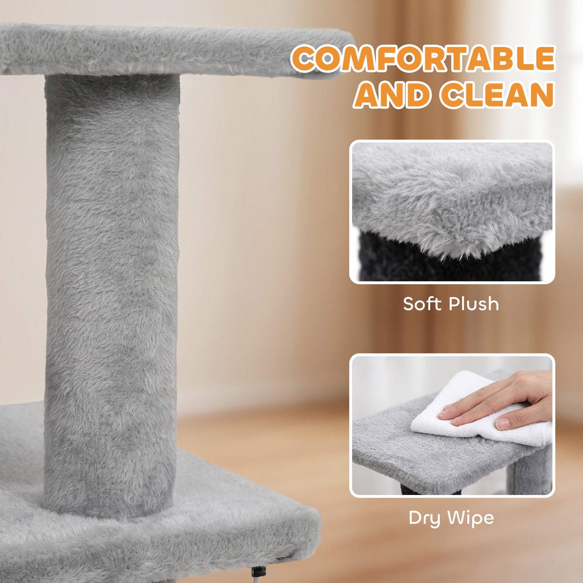 PawHut Pet Stairs, Cat Stairs with 2/3/4-Step Flexible Setup for Bed, Sofa, Gray