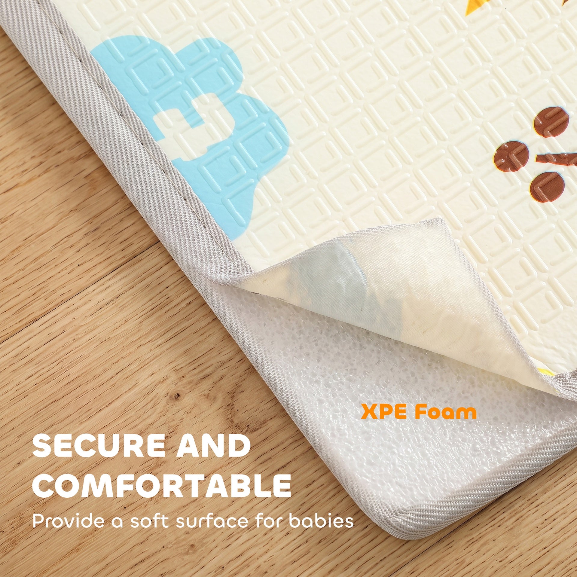 Qaba Foldable & Reversible Baby Play Mat, 79" x 71"Thick Play Mat for Floor, Waterproof Non-Slip, Giraffe & Woodland Animals