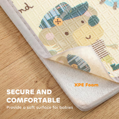 Qaba Foldable & Reversible Baby Play Mat, 79" x 71"Thick Play Mat for Floor, Waterproof Non-Slip, Forest Animals