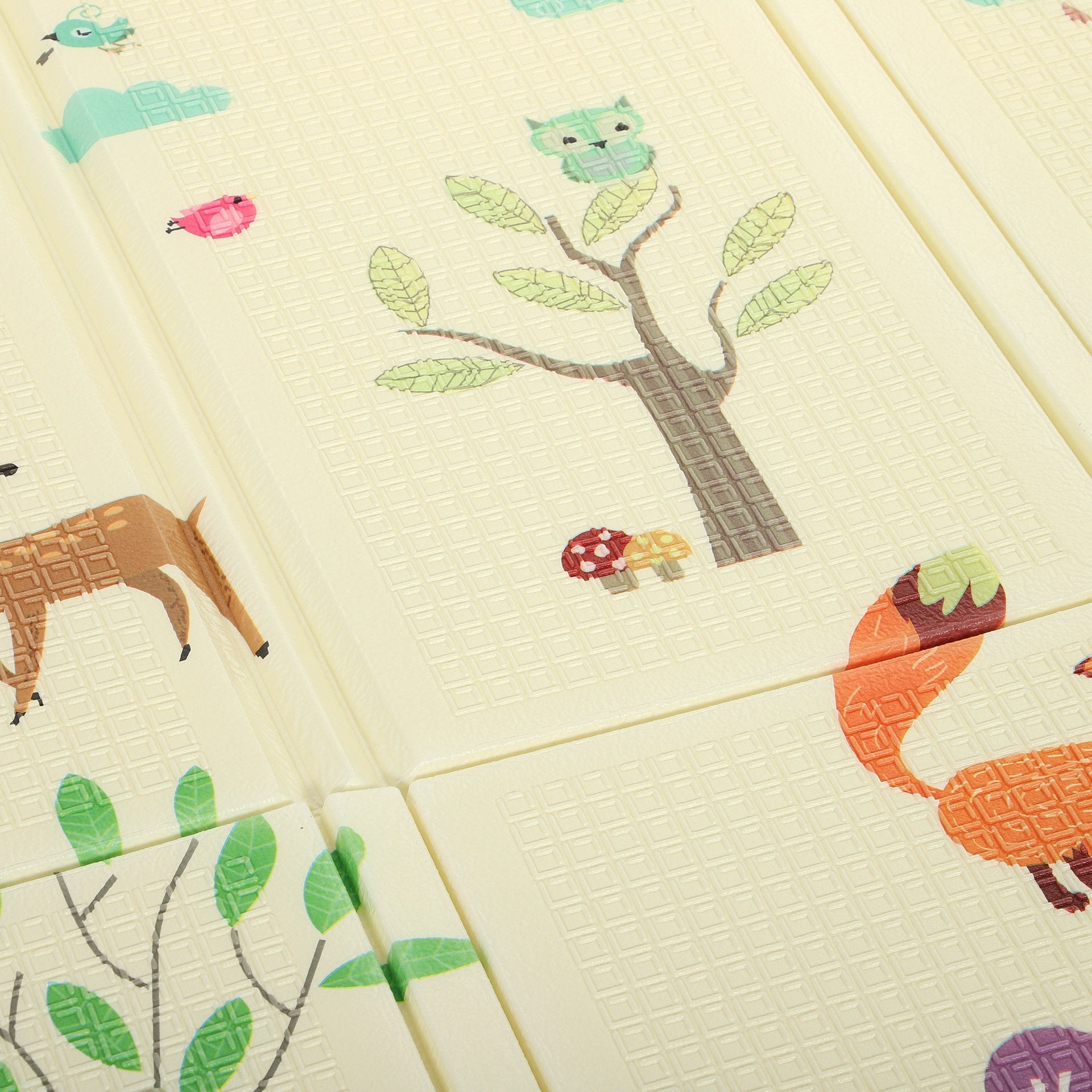 Qaba Foldable & Reversible Baby Play Mat, 79" x 71"Thick Play Mat for Floor, Waterproof Non-Slip, Forest Animals