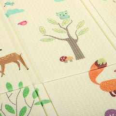 Qaba Foldable & Reversible Baby Play Mat, 79" x 71"Thick Play Mat for Floor, Waterproof Non-Slip, Forest Animals
