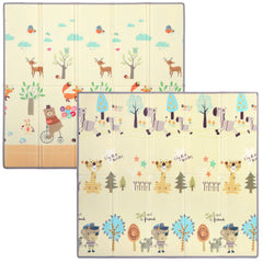 Qaba Foldable & Reversible Baby Play Mat, 79" x 71"Thick Play Mat for Floor, Waterproof Non-Slip, Forest Animals