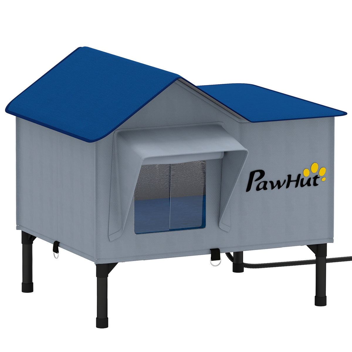 PawHut Heated Cat House Weatherproof with Heating Pad, Elevated Base, Safe Escape Door, for Stray, Barn Cats
