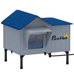 PawHut Heated Cat House Weatherproof with Heating Pad, Elevated Base, Safe Escape Door, for Stray, Barn Cats